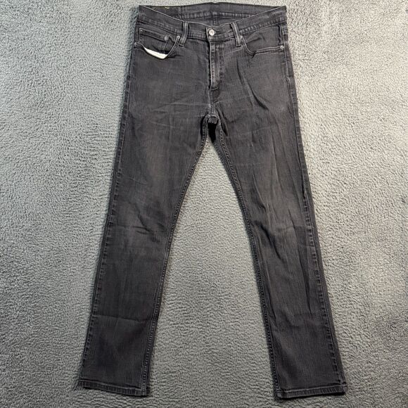 Levis Jeans Mens 34x34 (Fits 32x33) Black 514 Straight Fit Stretch Denim Casual - Picture 1 of 16